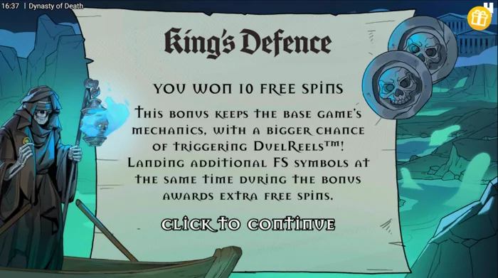 Dynasty of Death - King's Defence Free Spins gestart